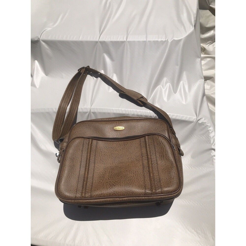 Flying Time Retro Vintage Brown Carry On Luggage Shoulder Bag
